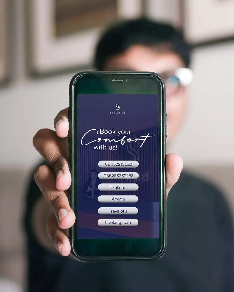 Mobile phone showing booking interface