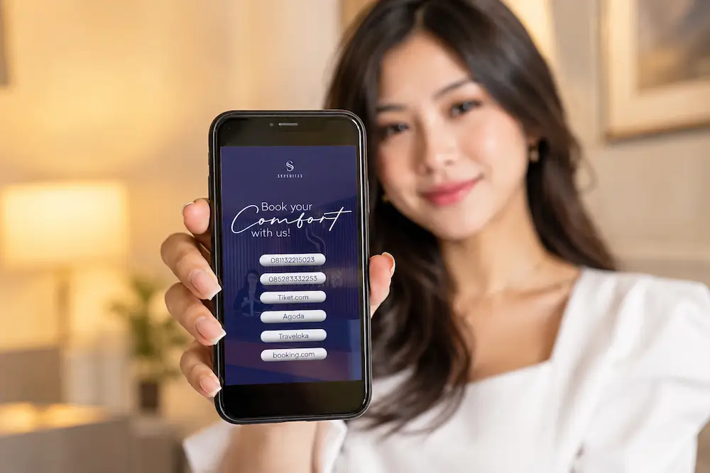 Mobile phone showing booking interface
